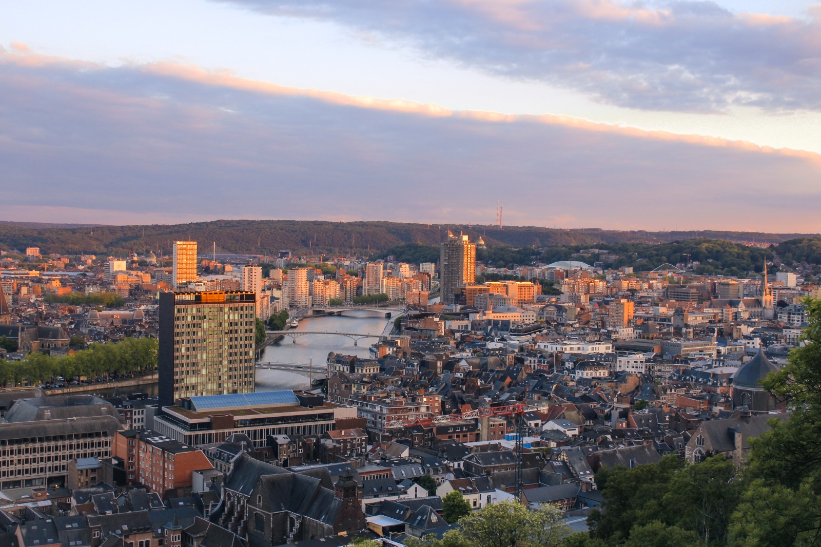 Liege skyline and river at sunset – moving from the UK to Liège