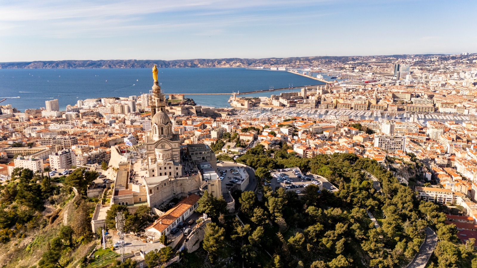 Notre-Dame de la Garde overlooking Marseille and the Mediterranean – removals from the UK to Marseille