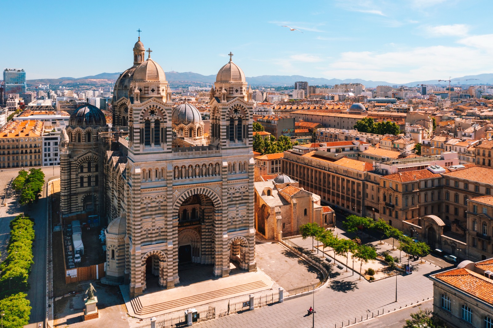 Marseille Cathedral above the surrounding streets – part-load removals to Marseille