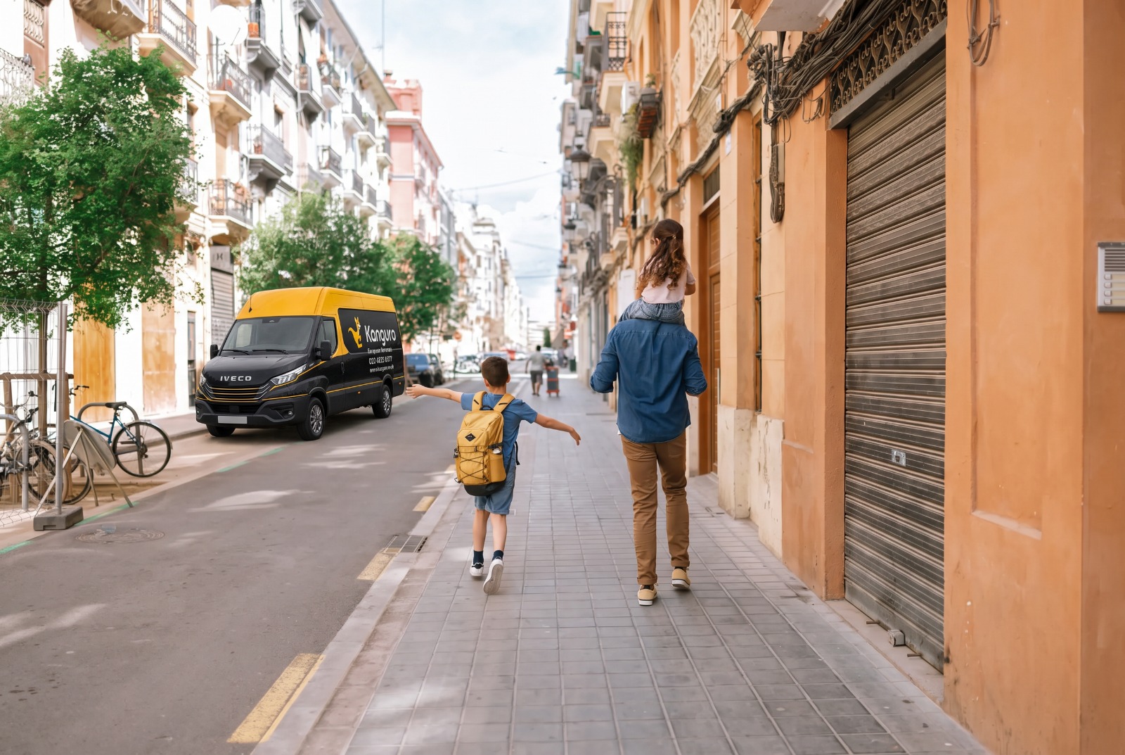 Kanguro removal van on a residential street in Spain – removals from the UK to Spain